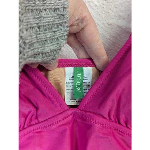 NWT J Crew One Piece Bathing Suit Womens 20 Hot Pink Ruched Magenta Swimsuit - Picture 3 of 5